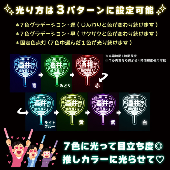 コンサート うちわ 名入れ キーホルダー 光る プレゼント 推し 7色 推し活 オタク オリジナル グッズ 応援 カラー 4枚目の画像