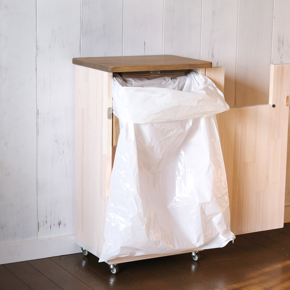 木製　ダストボックス　ゴミ箱　ごみ箱  簡単ゴミ袋交換　ゴミ袋30使用 4枚目の画像