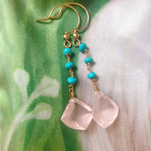 宝石質天然石 ローズアメジストとスリーピングビューティーターコイズ  