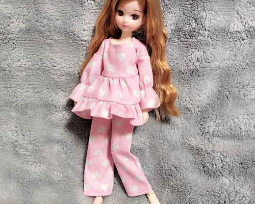 パジャマ上下セット ハート柄 ピンク リカちゃん 服 その他人形 SAKU