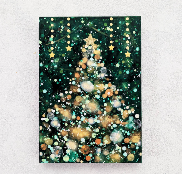 クリスマスツリーイルミネーションgreen(アクリル原画) 絵画 クリスマスツリーイルミネーションgreen(アクリル原画) 絵画