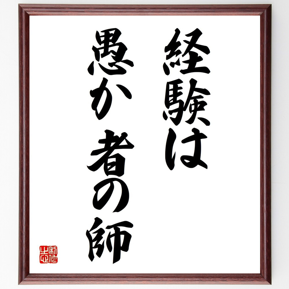 名言「経験は愚か者の師」手書き書道色紙額／受注後の毛筆直筆（Z4928）