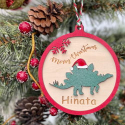 恐竜たちのクリスマス　名入れ　クリスマスオーナメント　ティラノサウルス 4枚目の画像
