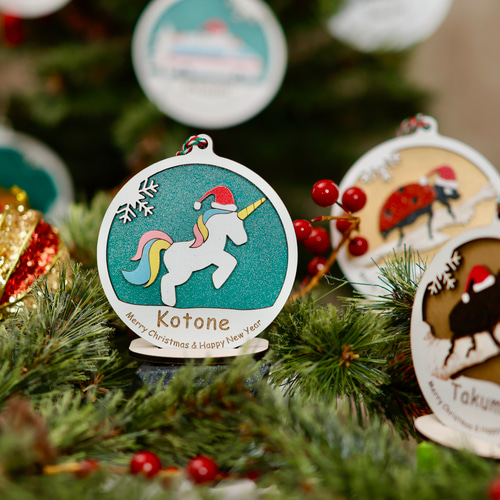 恐竜☆働く車☆虫☆ユニコーン☆名入れ☆クリスマスオーナメント 立体