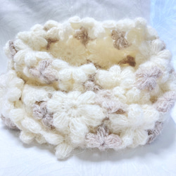 スヌード お花モチーフ編み（お花3列）チクチクしないアルパカ75