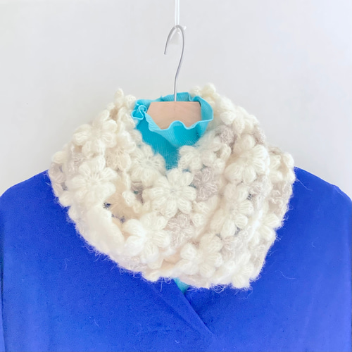 スヌード お花モチーフ編み（お花3列）チクチクしないアルパカ75