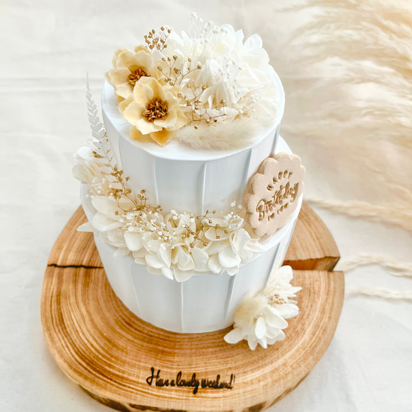 【再販】アネモネフラワーとホワイト紫陽花のクレイケーキ♡ 4枚目の画像