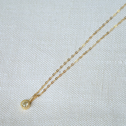 [送料無料]K18YG Round cut Light LemonYellow Diamond Necklace 2枚目の画像