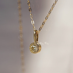 [送料無料]K18YG Round cut Light LemonYellow Diamond Necklace 4枚目の画像