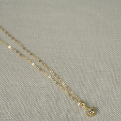 [送料無料]K18YG Round cut Light LemonYellow Diamond Necklace 3枚目の画像