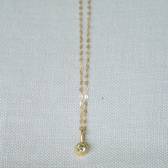 [送料無料]K18YG Round cut Light LemonYellow Diamond Necklace 1枚目の画像