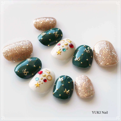 ネイルチップ クリスマス ホワイトクリスマス🎅🏼🎄ネイルチップ | 313G_mks's STORE | ネイル