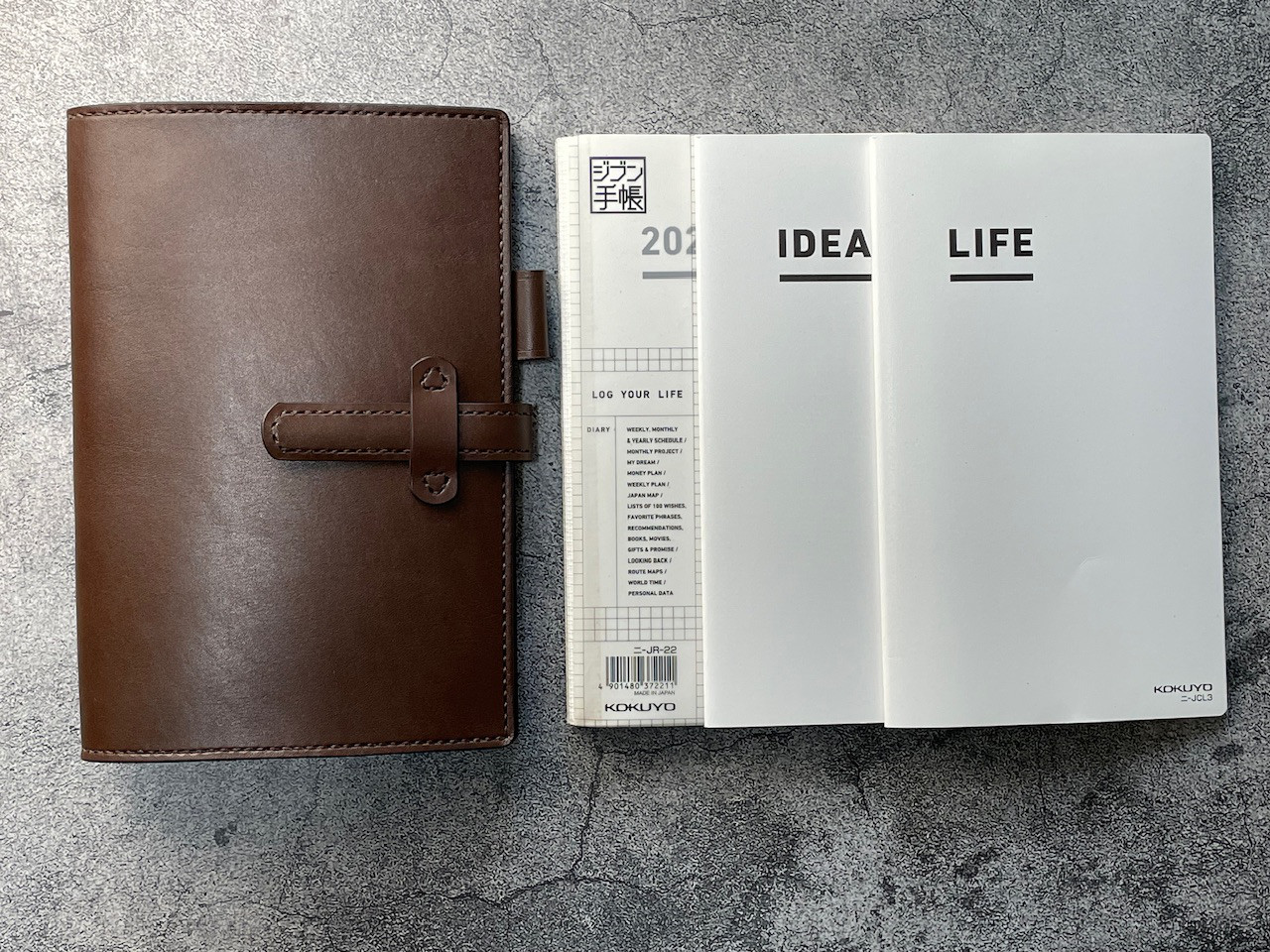 【手縫】ジブン手帳A5スリム用チョコ色本革手帳カバー※ IDEA/LIFE も収納出来ます。