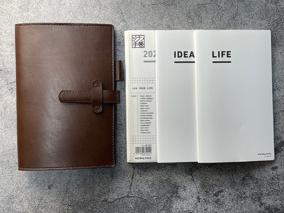 【人気No.1】 手縫】ジブン手帳A5スリム用チョコ色本革手帳カバー※ IDEA/LIFE 文房具・ステーショナリー