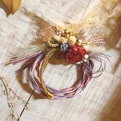 ❁ひろりん❁クレイフラワー❁お正月花と小鳥さんたちのしめ縄リース ❁ひろりん様専用❁クレイフラワー❁お正月花と小鳥さんたちのしめ縄
