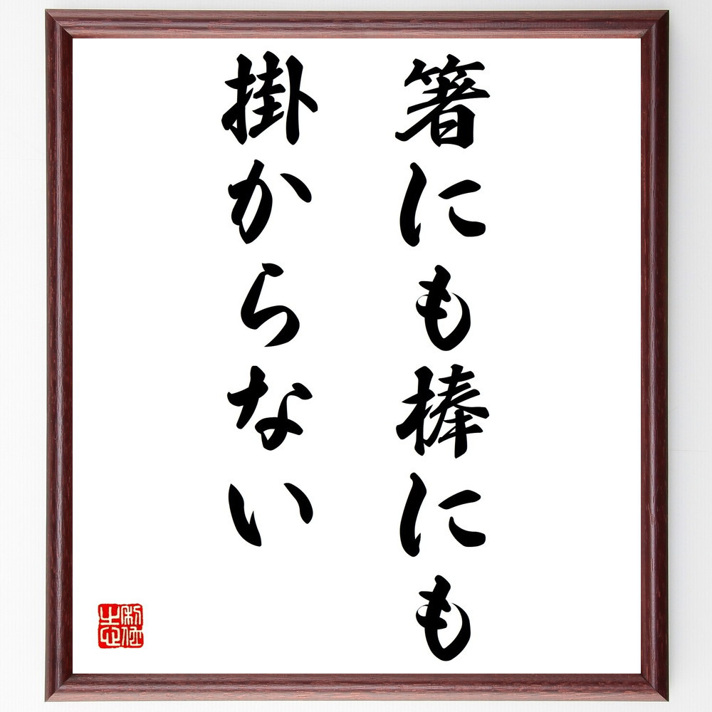 名言「箸にも棒にも掛からない」手書き書道色紙額／受注後の毛筆直筆（Z5350）