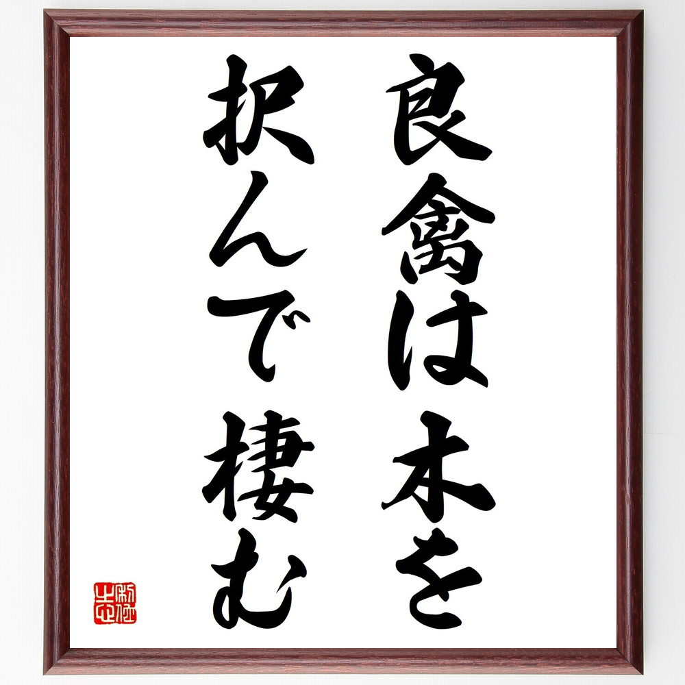 名言「良禽は木を択んで棲む」手書き書道色紙額／受注後の毛筆直筆（Z5475） 4,963円