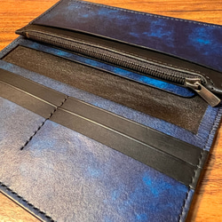 内装染色- 二つ折り長財布 / ブルー（青+紺） 3枚目の画像