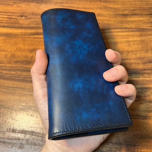 内装染色- 二つ折り長財布 / ブルー（青+紺） 4枚目の画像