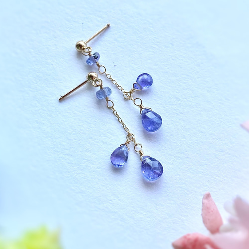 のんたん♡14kgf 天然石のペンダントネックレス □ トリリアントカット 14KGF