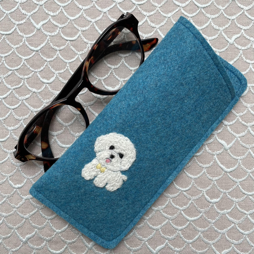 ビションフリーゼ刺繍メガネケース メガネケース mu-made 通販