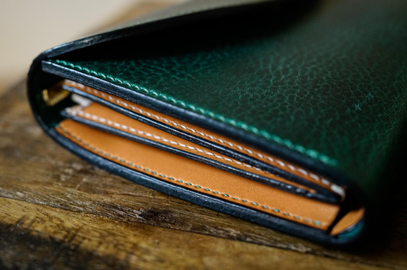 flap long wallet [ green ] フラップロングウォレット 長財布 10枚目の画像