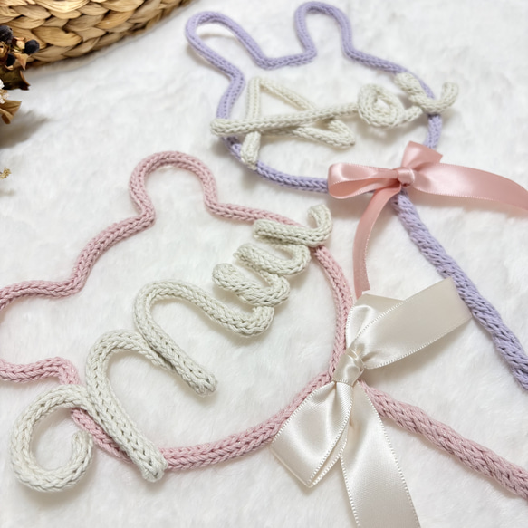 単品　ハート　お名前ステッキ　うさぎ　くま　月　ハート　ネーム　ネームオーダー　ネームプレート　ウールレター 2枚目の画像