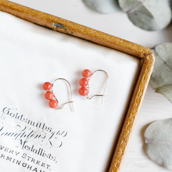 訳あり・SDGs】天然色 本赤珊瑚／K14gfピアス ピアス（フック