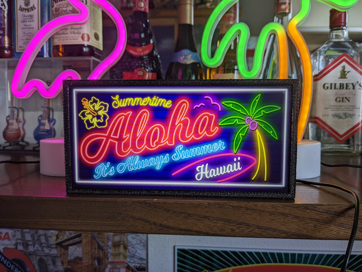アロハ ハワイ サマー サーフィン ヤシの木 ハイビスカス トロピカル サイン ランプ 看板 置物 雑貨 ライトBOX