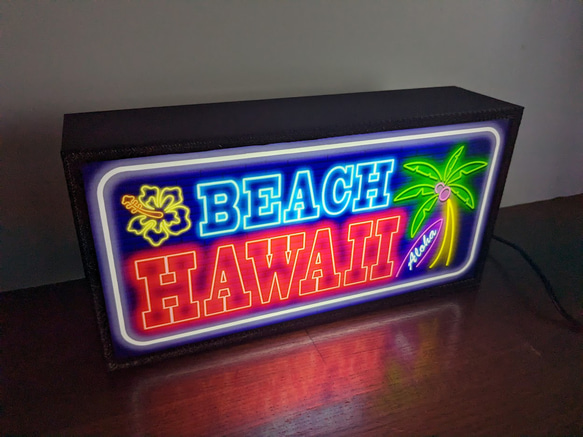 アロハ ハワイ サマービーチ ヤシの木 Hawaii サイン 看板 置物 雑貨 LED2wayライトBOX 5枚目の画像