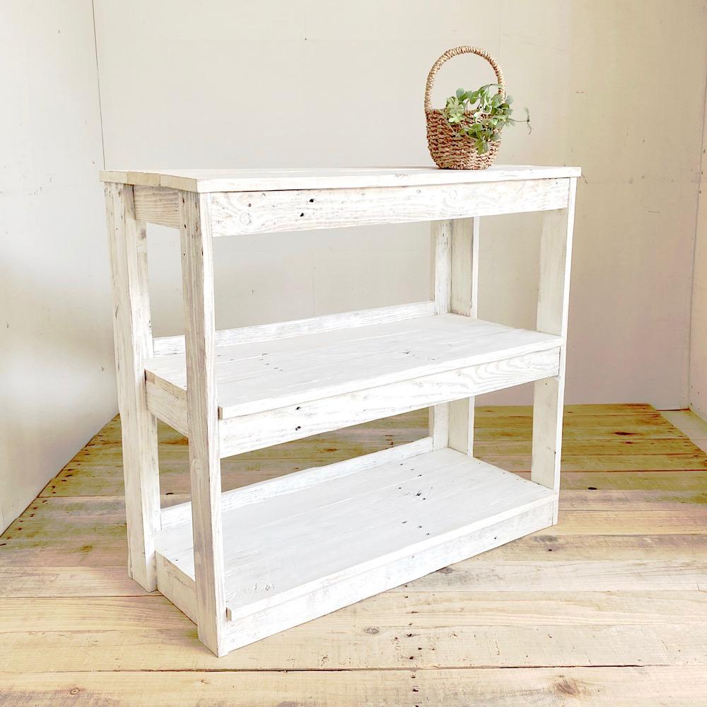 リサイクルウッド☆幅82cmキャビネット ホワイト