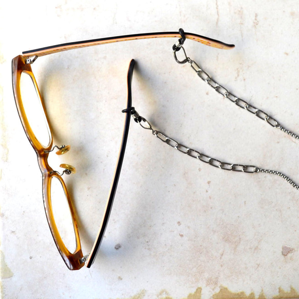簡約不銹鋼面罩眼鏡鏈架銀色男士 2WAY 金屬防過敏 第4張的照片