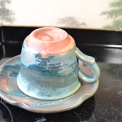 【ギフト】　古代色コーヒーカップ(皿付)(カップ)　★萩焼き　 5枚目の画像