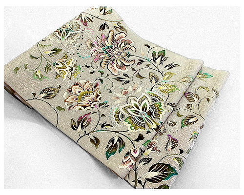 正絹★袋帯★未使用★花紋★更紗紋様 6b483800eb68e2109e8b92d0dbc6e7