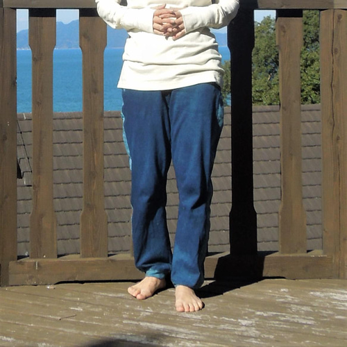 SALE】ヘンプコットン 厚手 麻柄 ジャージ パンツ・草木染め○マンゴー  