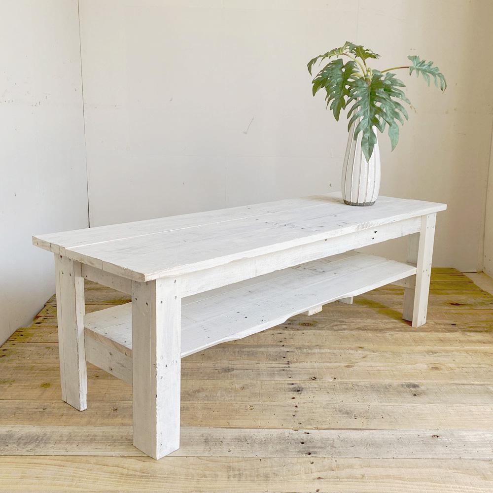 リサイクルウッド☆幅120cmローボード 2 ホワイト　RW0101-WT