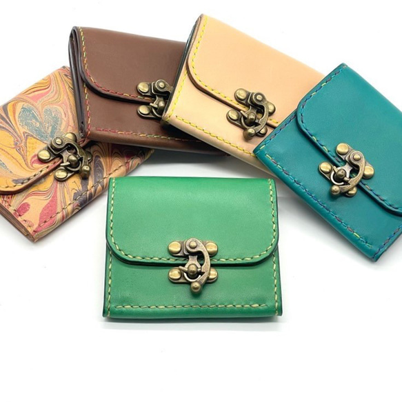 【22色から選べる・名入れ対応】革製ミニマルギャルソン財布　革色22色×ツートン×糸色15色×留め具3型 人気・おすすめ｜使いやすい・旅行におすすめ 品質保証 全国発送 日本国内発送・最短翌日お届け