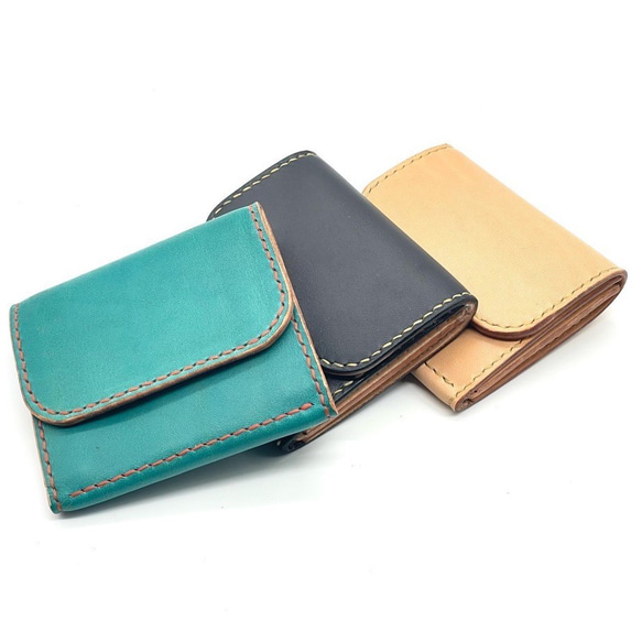 【22色から選べる・名入れ対応】革製ミニマルギャルソン財布　革色22色×ツートン×糸色15色×留め具3型 人気・おすすめ｜使いやすい・旅行におすすめ 品質保証 全国発送 日本国内発送・最短翌日お届け