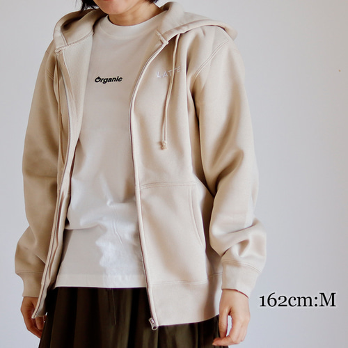 再出品】LATTE 裏起毛フルジップパーカー（ベージュ） パーカー FLUKE