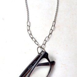 再次上架簡約不鏽鋼面具鍊眼鏡鏈眼鏡項鍊銀色男士金屬過敏相容 第2張的照片