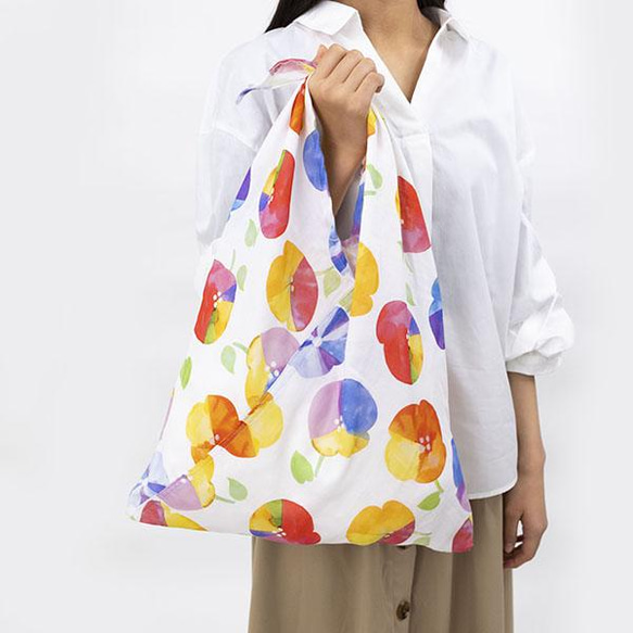 あずまトート～虹の花～　綿100％　持ち手が長くてエコバッグにも使える　あずま袋 6枚目の画像