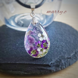 【選べる4石♪︎】天然石とお花の雫ネックレス♡marry.c's handmadeaccessory 3枚目の画像