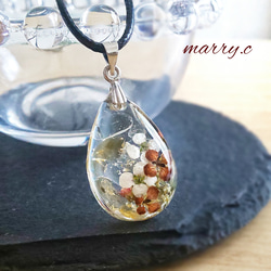 【選べる4石♪︎】天然石とお花の雫ネックレス♡marry.c's handmadeaccessory 5枚目の画像