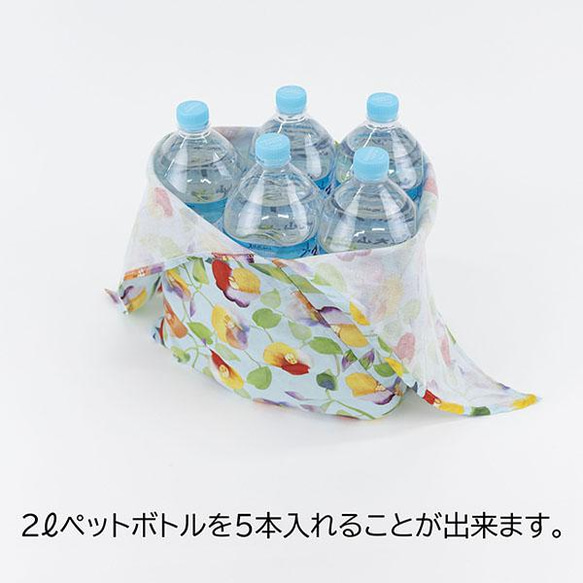 あずまトート～椿水色～　綿100％　持ち手が長くてエコバッグにも使える　あずま袋 11枚目の画像