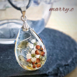 シトリンとお花の雫ネックレス♡marry.c's handmadeaccessory 1枚目の画像