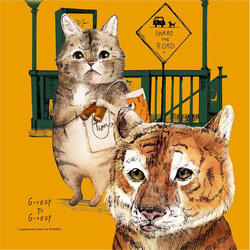「トラになりたいネコ」コットンTシャツ/送料無料 2枚目の画像