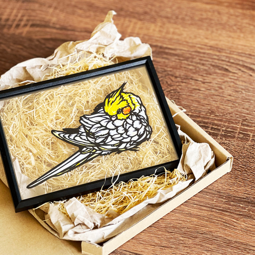 受注生産【切り絵×ちぎり絵】okame-inko -ｵｶﾒｲﾝｺ×ﾄﾏﾘｷﾞ- 原画