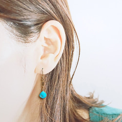 綠松石【Turquoise】可愛單只無環耳環 第3張的照片