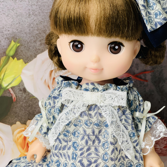 リバティ　スリーピングローズ　使用　ドール服　26cmドール  ワンピース　ネイビー 6枚目の画像