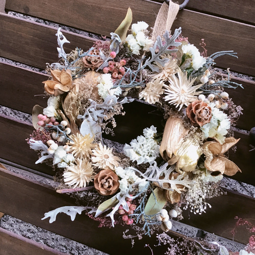 クリスマスリースボタニカルお洒落ナチュラルリース☆落ち着いた色味